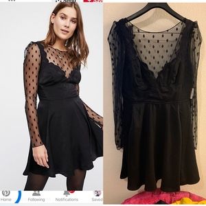Party Dress Free People Black Swan Lace Mini Dress